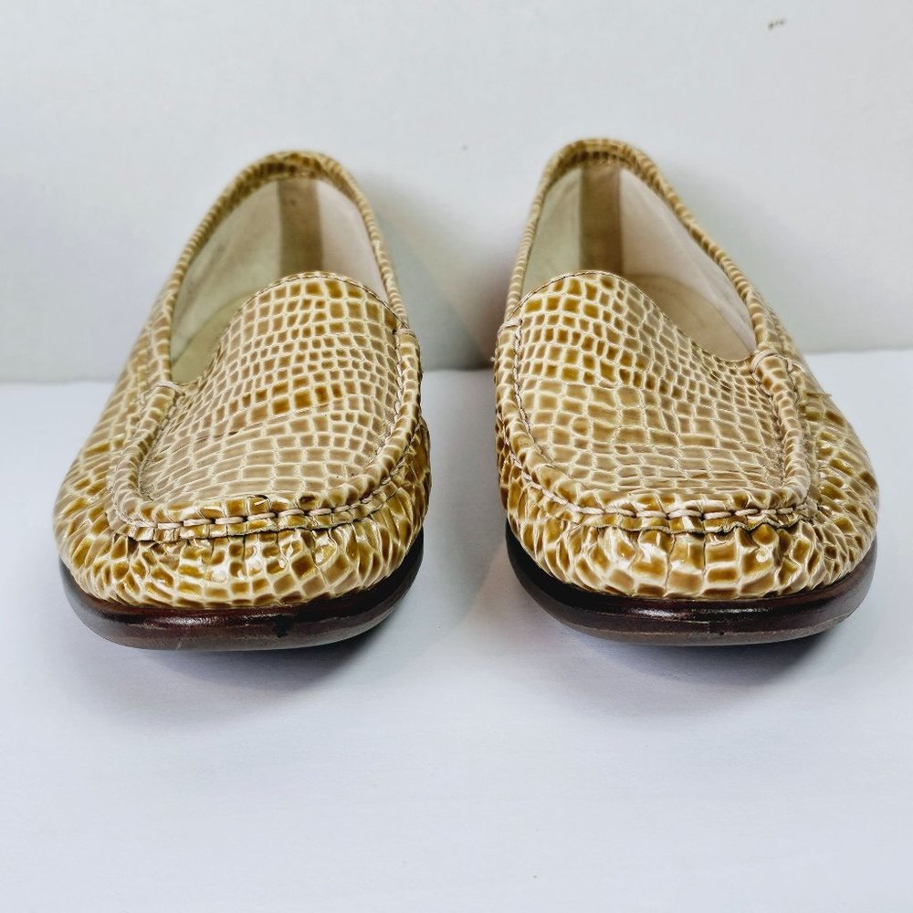 SAS Tripad Comfort Shoes Gold Leather Snakeskin Slip On Loafers Sz 9M - Picture 5 of 9
